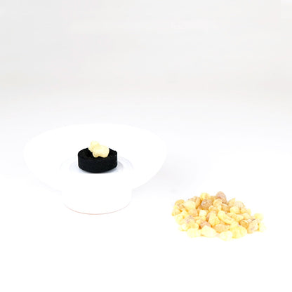 オーガニック フランキンセンス（20g） - 白陶器香炉とチャコールでレジンをおろす使用イメージ